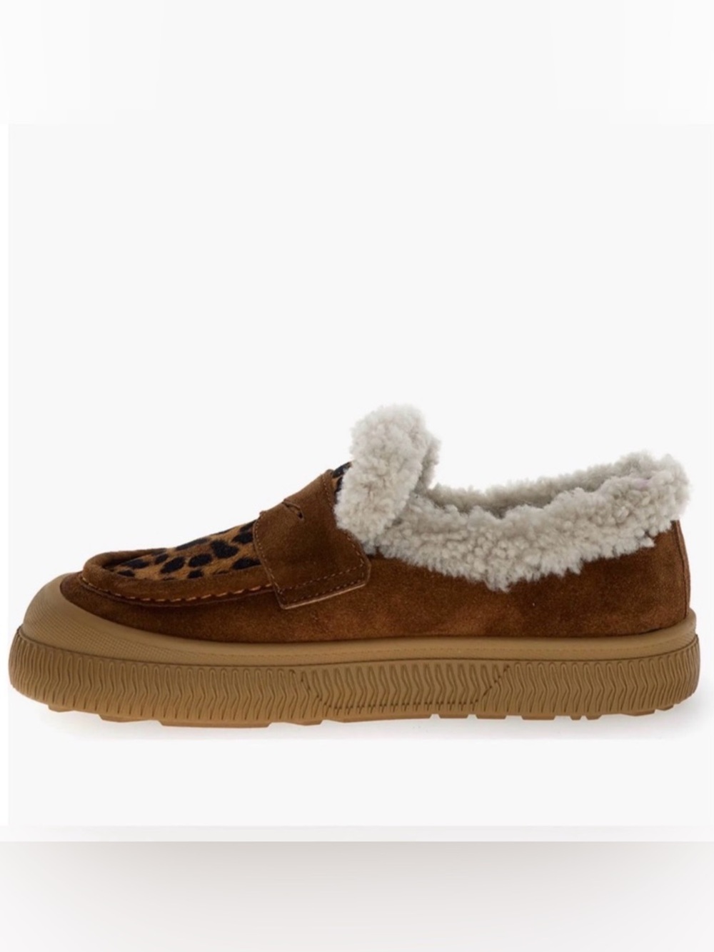 NWT VOILE BLANCHE PAN Genuine Shearling Loafer in Brown